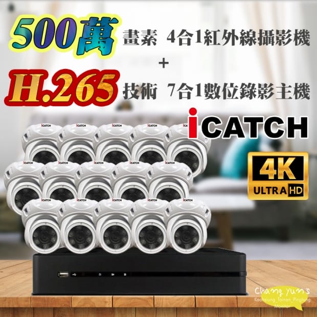 可取 套餐 H.265 16路主機 監視器主機+500萬400萬畫素 半球型紅外線攝影機*15 可取 套餐 H.265 16路主機 監視器主機+500萬400萬畫素 半球型紅外線攝影機*15