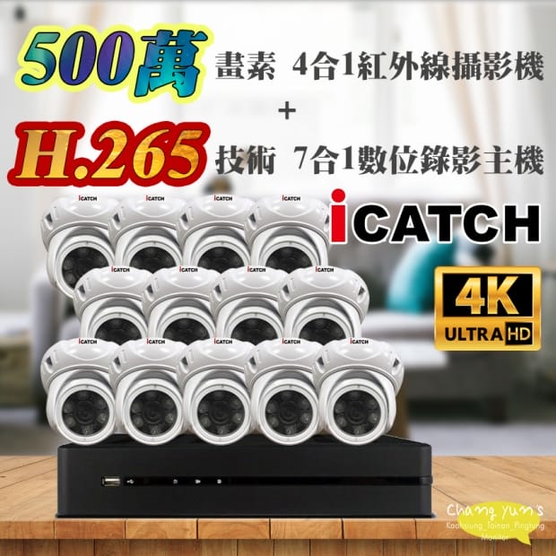 可取 套餐 H.265 16路主機 監視器主機+500萬400萬畫素 半球型紅外線攝影機*13 可取 套餐 H.265 16路主機 監視器主機+500萬400萬畫素 半球型紅外線攝影機*13