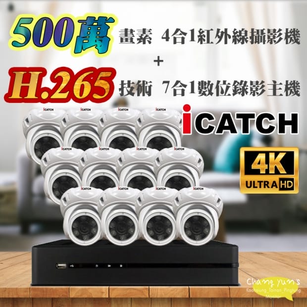 可取 套餐 H.265 16路主機 監視器主機+500萬400萬畫素 半球型紅外線攝影機*12 可取 套餐 H.265 16路主機 監視器主機+500萬400萬畫素 半球型紅外線攝影機*12