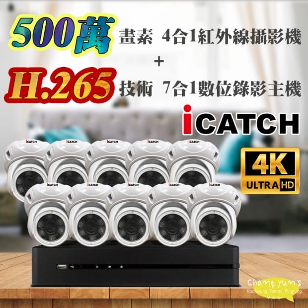 可取 套餐 H.265 16路主機 監視器主機+500萬400萬畫素 半球型紅外線攝影機*10 可取 套餐 H.265 16路主機 監視器主機+500萬400萬畫素 半球型紅外線攝影機*10