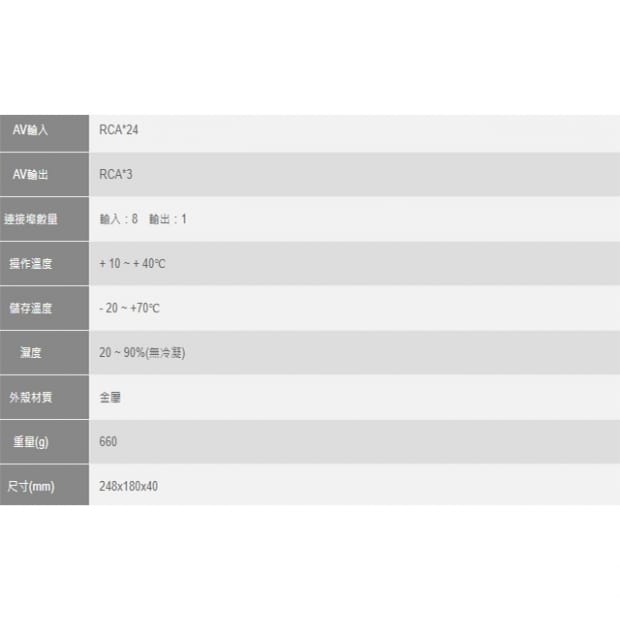 AV-0801T-TY 8進1出 AV音視頻切換器