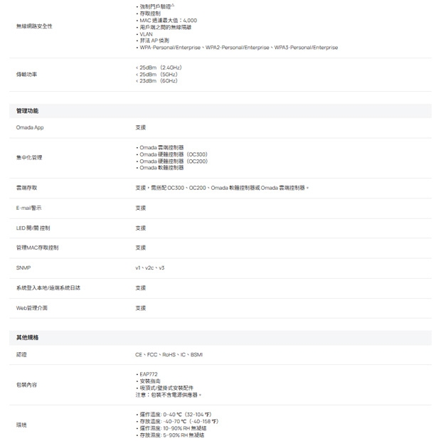 TP-LINK EAP772(US) V2 BE22000 吸頂式三頻 Wi-Fi 7 基地台