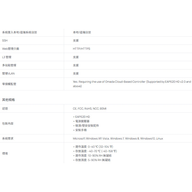 TP-LINK EAP620 HD V3.20 AX1800 吸頂式 Wi-Fi 6 基地台 / 無線AP