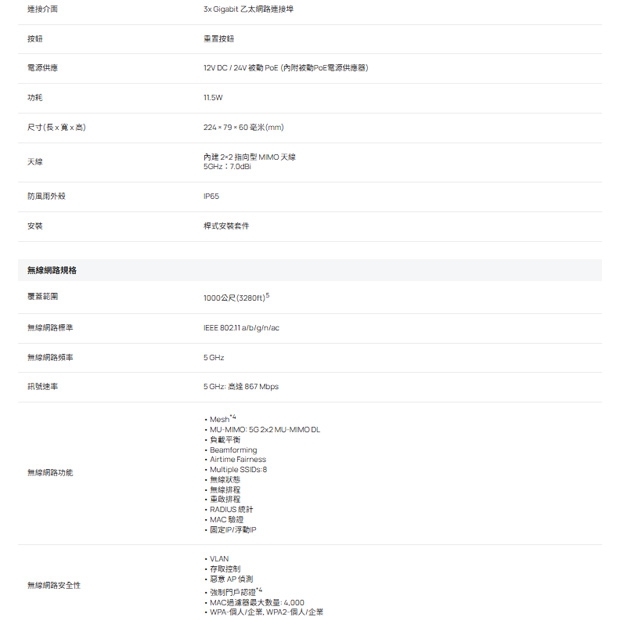 TP-LINK EAP211-Bridge KIT V1 無線橋接 5 GHz 867 Mbps 遠距離 室內/室外型基地台