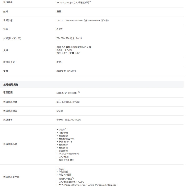 TP-LINK EAP115-Bridge KIT V2 Omada 5GHz 300 Mbps 長距離室內/戶外型無線網橋