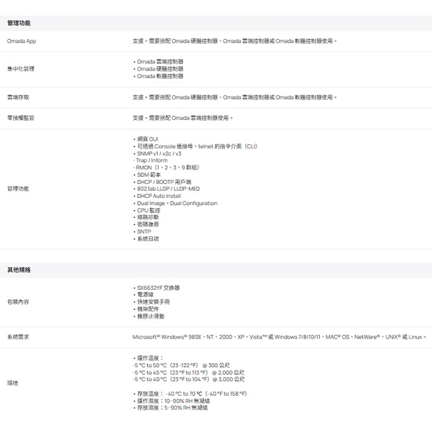 TP-LINK SX6632YF Omada 26 埠 10G 可堆疊 L3 管理型匯聚交換器 (含 6 個 25G 插槽)