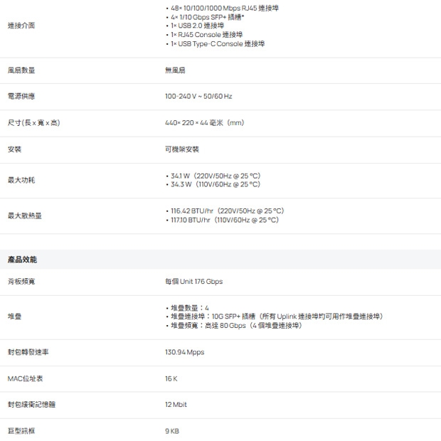 TP-LINK SG5452X Omada 48 埠 Gigabit 可堆疊 Lite L3 管理型交換器 (含 4 個 10G 插槽)