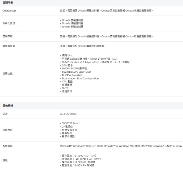 TP-LINK SX3032F Omada 32 埠 10GE SFP+ L2+ 管理型交換器