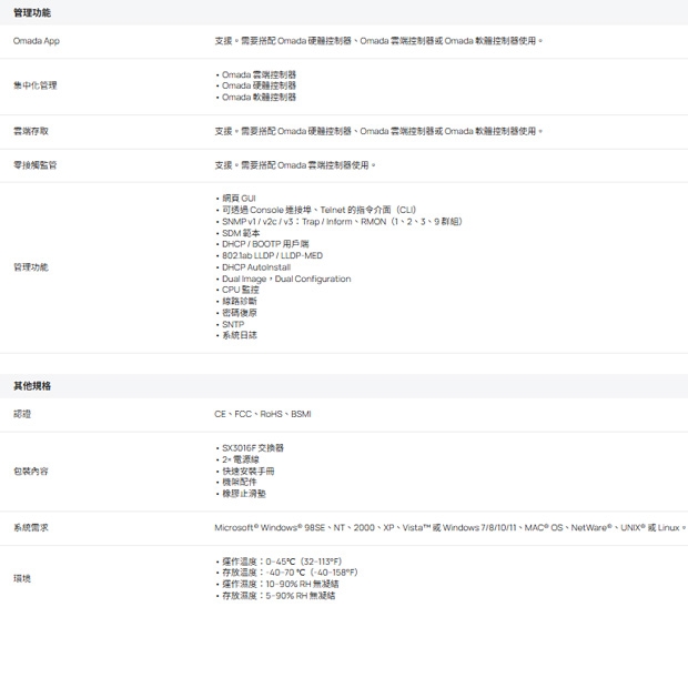 TP-LINK SX3016F Omada 16 埠 10GE SFP+ L2+ 管理型交換器