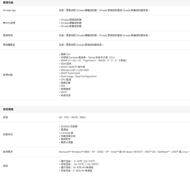TP-LINK SX3832 Omada 24 埠 10GBASE-T L2+ 管理型交換器 (含 8 埠 10GE SFP+ 插槽)