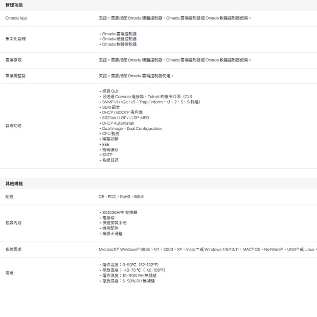 TP-LINK SX3206HPP Omada 6 埠 10GE L2+ 管理型交換器 (含 4 埠 PoE++)