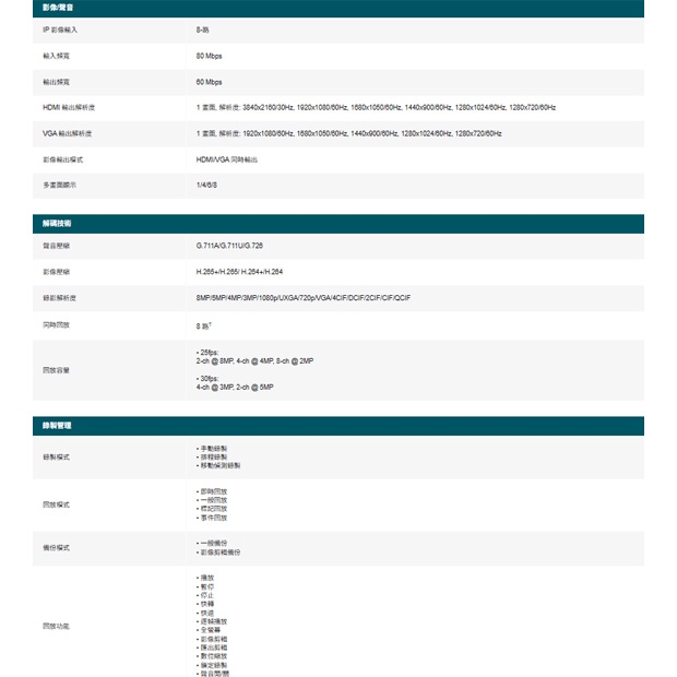 TP-LINK VIGI NVR2008H-8MP VIGI 8 路 PoE+ 網路監控主機/監視器主機(NVR) TP-LINK VIGI NVR2008H-8MP VIGI 8 路 PoE+ 網路監控主機/監視器主機(NVR)