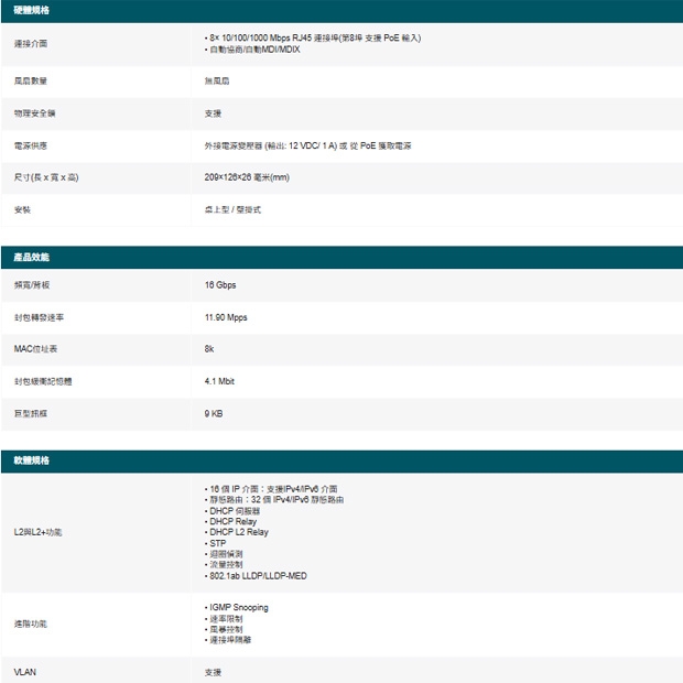 TP-LINK Festa FS308G 8 埠 Gigabit 智慧型交換器