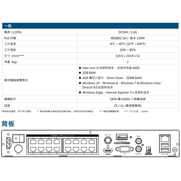 AVTECH 陞泰 AVH2117AIX(US)-U1 AI 智慧偵測 16 路 PoE H.265 網路型錄影主機