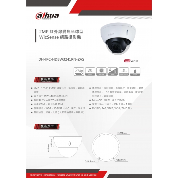 大華dahua DH-IPC-HDBW3241R-ZAS 2MP 紅外線變焦半球型 WizSense 網路攝影機1.jpg