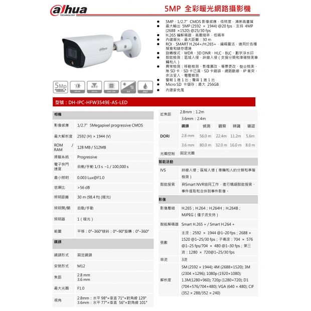 大華dahua DH-IPC-HFW3549E-AS-LED 5MP 全彩定焦暖光IP攝影機1.jpg