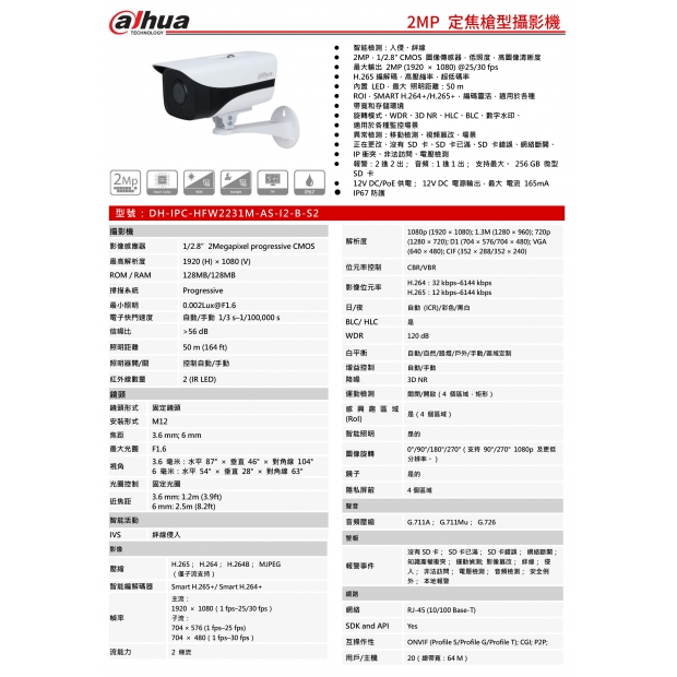 大華dahua DH-IPC-HFW2231M-AS-I2-B-S2 2MP 定焦槍型攝影機1.jpg