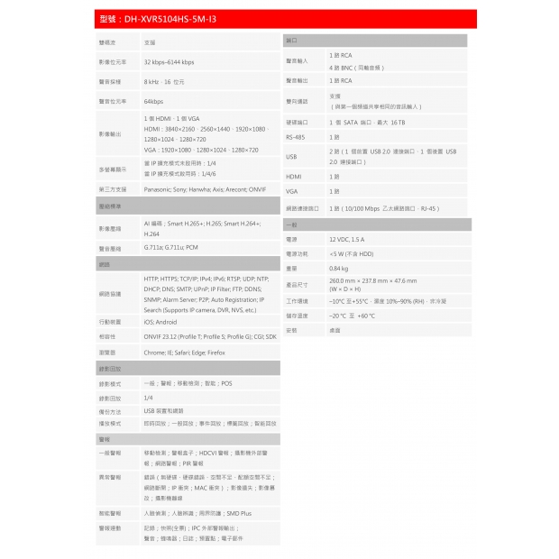 大華dahua DH-XVR5104HS-5M-I3 4CH 1U 1HDD數位錄影機2.jpg