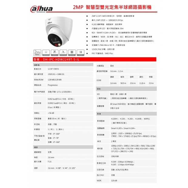 大華dahua DH-IPC-HDW2249T-S-IL 2MP 智慧型雙光定焦半球網路攝影機1.jpg