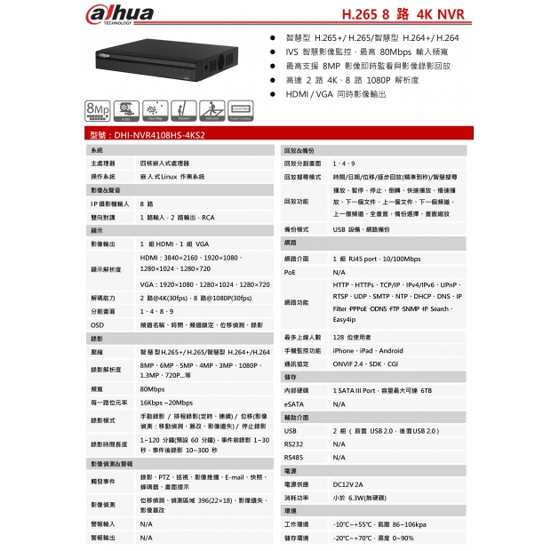 大華dahua DH-NVR4108HS-4KS2 H.265 8 路4K NVR1.jpg