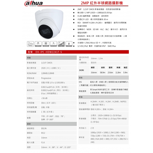 大華dahua DH-IPC-HDW2241T-S 2MP紅外半球網路攝影機1.jpg