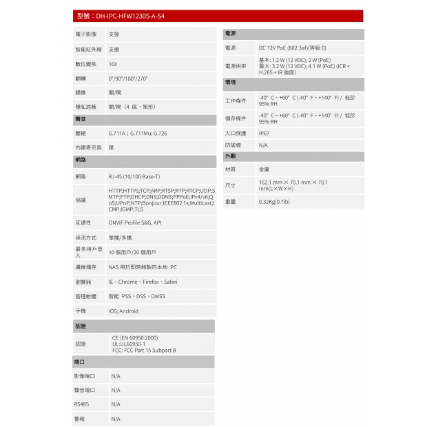 大華dahua DH-IPC-HFW1230S-A-S4 2MP 紅外槍型網路攝影機2.jpg