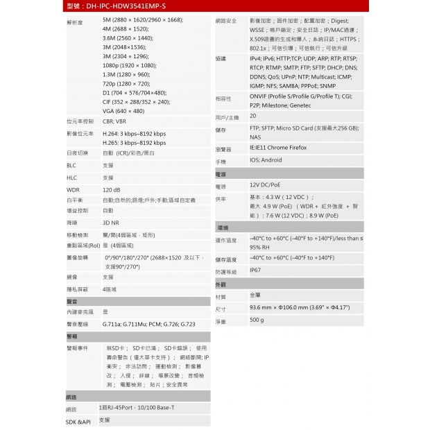 大華dahua DH-IPC-HDW3541EMP-S 5MP紅外線固焦半球型網路攝影機2.jpg