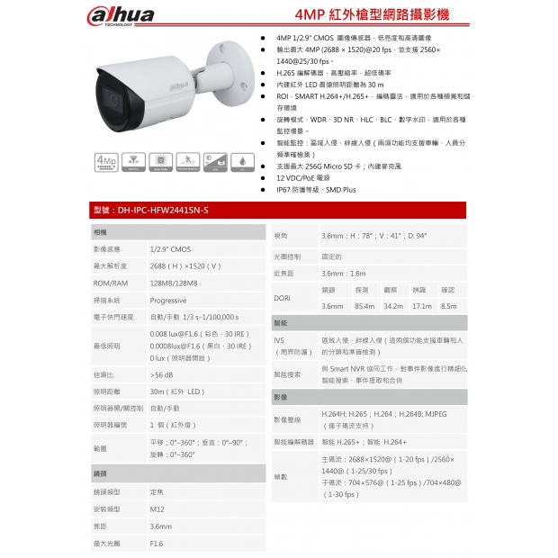 大華dahua DH-IPC-HFW2441SN-S 4MP紅外槍型網路攝影機1.jpg