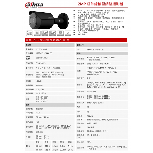大華dahua DH-IPC-HFW2231SN-S-S2_B_ 2MP紅外線槍型網路攝影機1.jpg