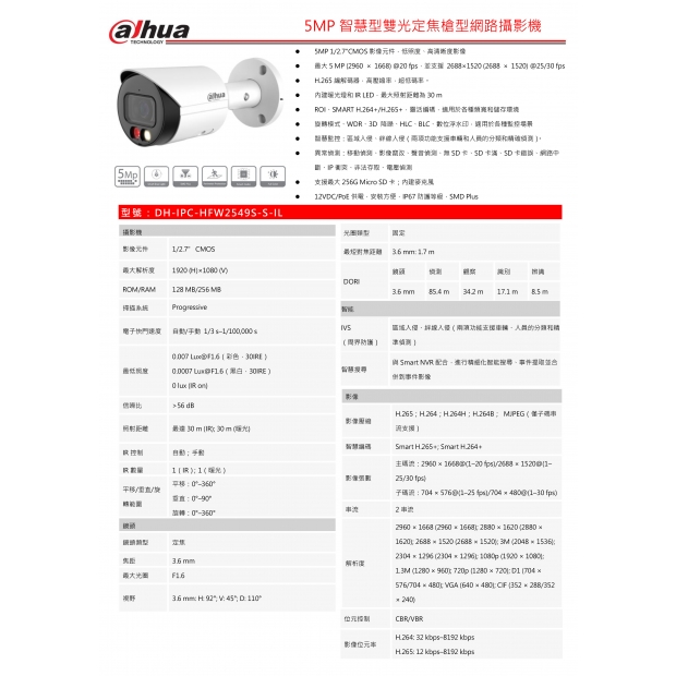 大華dahua DH-IPC-HFW2549S-S-IL 5MP智慧型雙光定焦槍型網路攝影機1.jpg