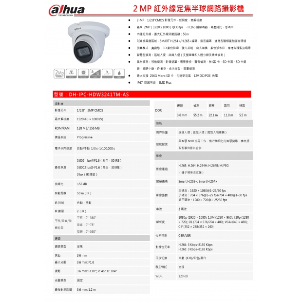 大華dahua DH-IPC-HDW3241TM-AS 2 MP紅外線定焦半球網路攝影機1.jpg