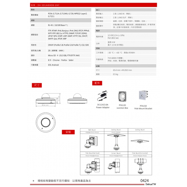 大華dahua DH-SD1A404DB-GNY 4MP 4倍星光紅外線網路 PTZ 攝影機2.jpg