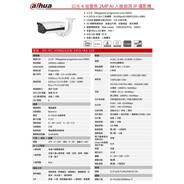 大華dahua DH-IPC-HFW8242E-Z4FD-IRA-LED 2MP星光級槍型網路攝影機1.jpg