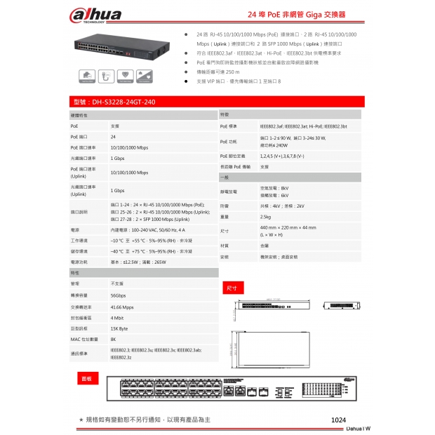 大華dahua DH-S3228-24GT-240 24埠PoE非網管Giga交換器1.jpg