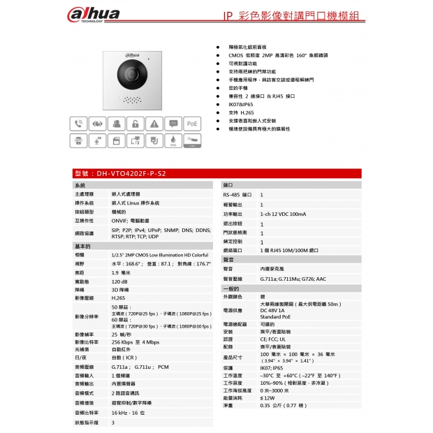 大華dahua DH-VTO4202F-P-S2 IP 彩色影像對講門口機模組1.jpg