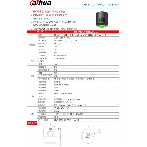大華dahua DH-ITC314-PH2A-TF 300萬像素 雙鏡頭 停車位檢測器1.jpg