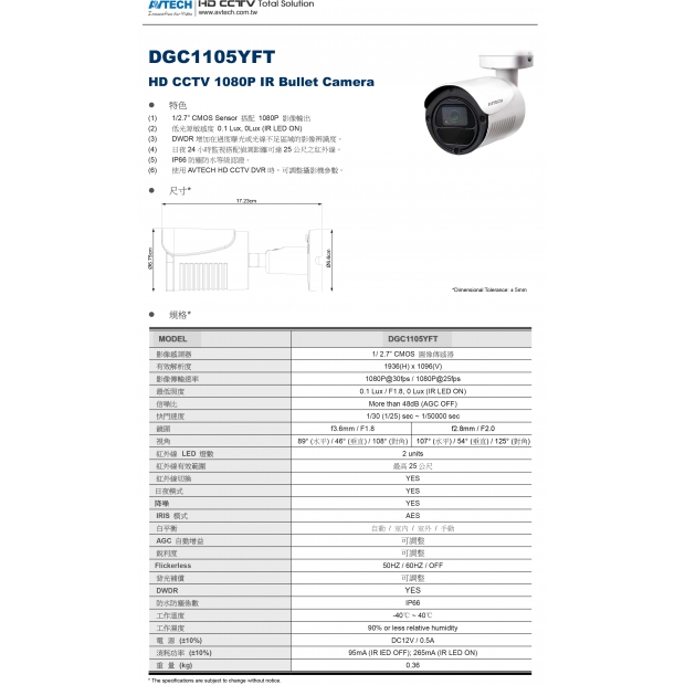 大華dahua DGC1105YFT 兩百萬IR攝影機1.jpg