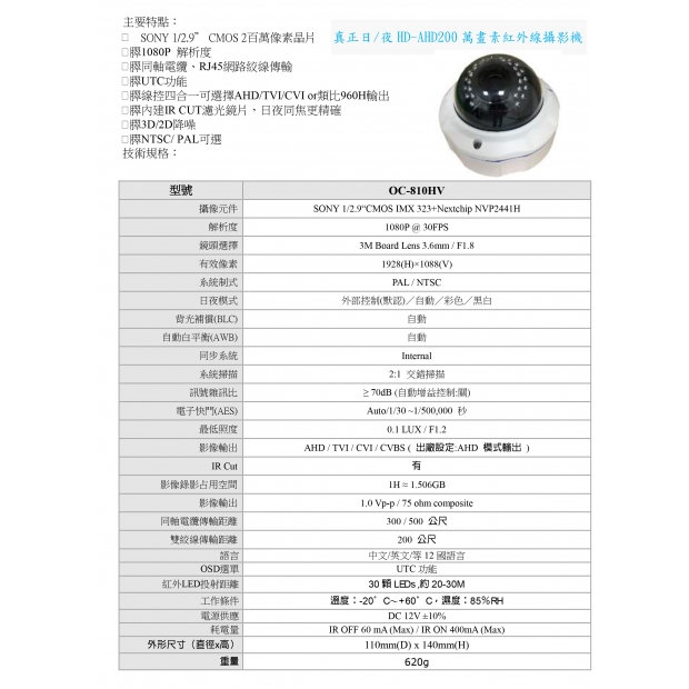 OC-810HV 真正日、夜HD-AHD200萬畫素紅外線攝影機1.jpg