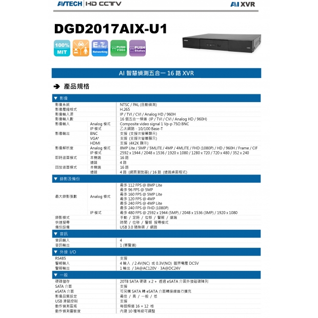 AVTECH 陞泰 DGD2017AIX-U1 AI智慧偵測五合一16路XVR1.jpg