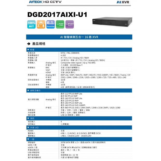 AVTECH 陞泰 DGD2017AIXI-U1 AI智慧偵測五合一16路XVR1.jpg