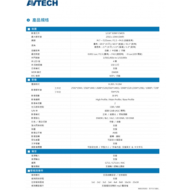 AVTECH 陞泰 DGM5937T 五百萬畫素33倍快速球網路攝影機2.jpg