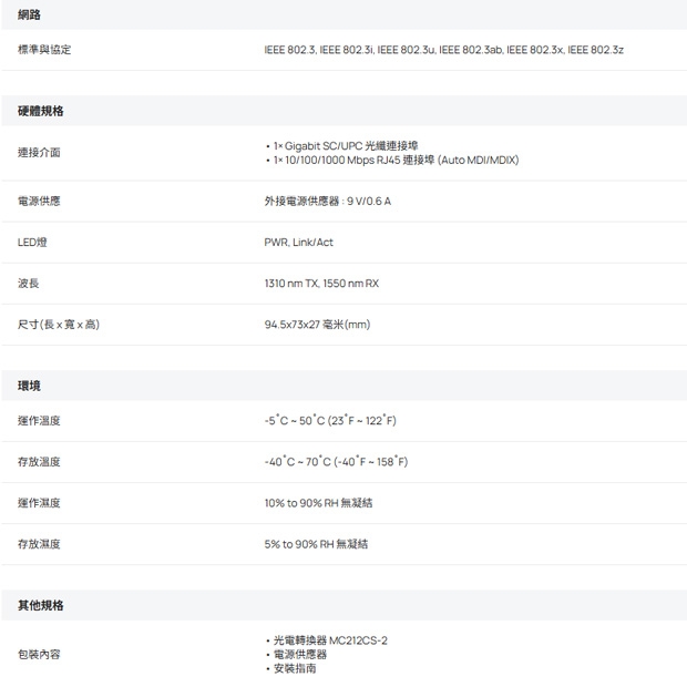 TP-LINK MC212CS-2 Omada Gigabit WDM 光電轉換器_單模單芯_.1.jpg