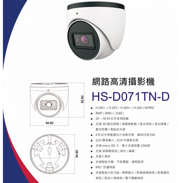 昇銳 HS-D071TN-D 8百萬區域入侵偵測半球型網路攝影機.1.jpg
