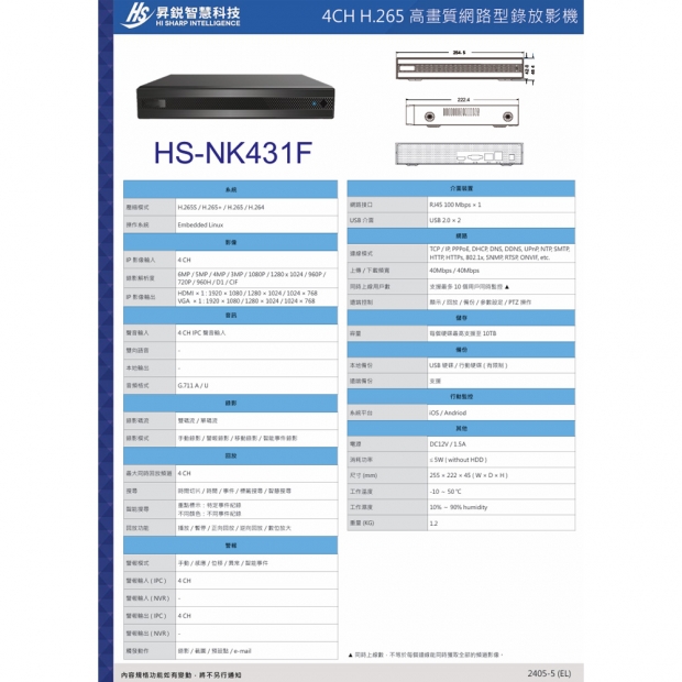 昇銳 HS-NK431F 4路 網路監控主機_NVR_.2.jpg