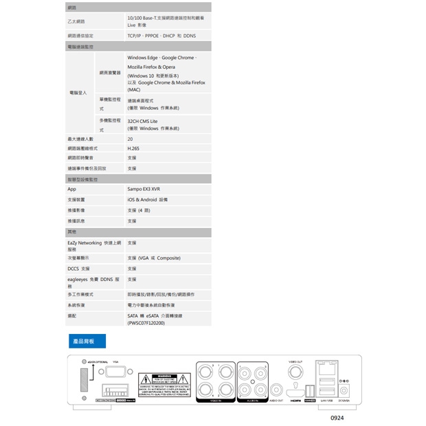 聲寶 DR-TWEX3-4 PRO 5MP H.265 eSATA 介面 五合一 4路XVR.2.jpg