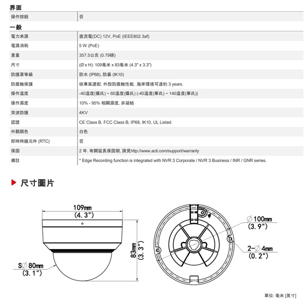 ACTi Z910 2百萬畫素 f2.8毫米 球型攝影機.3.jpg