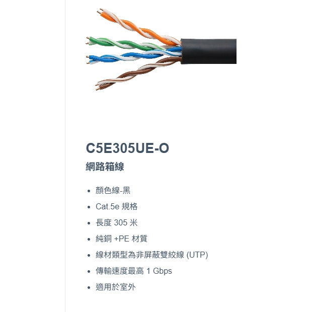 神盾 C5E305UE-O Cat.5e 室外網路箱線 305mm.1.jpg