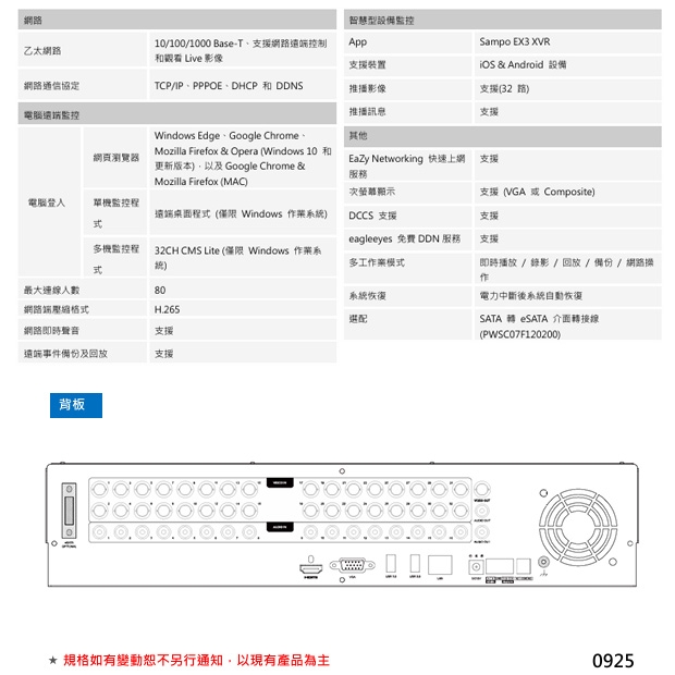 聲寶Sampo DR-TWEX3-32 PRO 5MP H.265 eSATA 介面 五合一32 路3.jpg