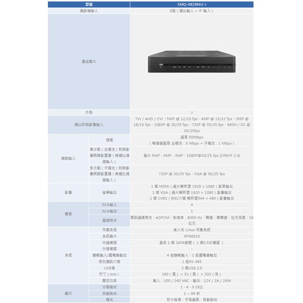 ICATCH 可取 KMQ-0828MU-J 8CH類比監控主機.1.jpg