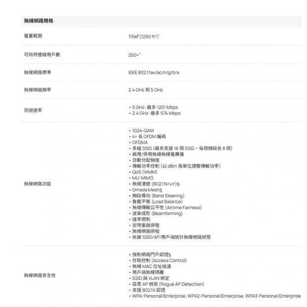 TP-LINK EAP613 AX1800 吸頂式 WiFi 6 無線基地台
